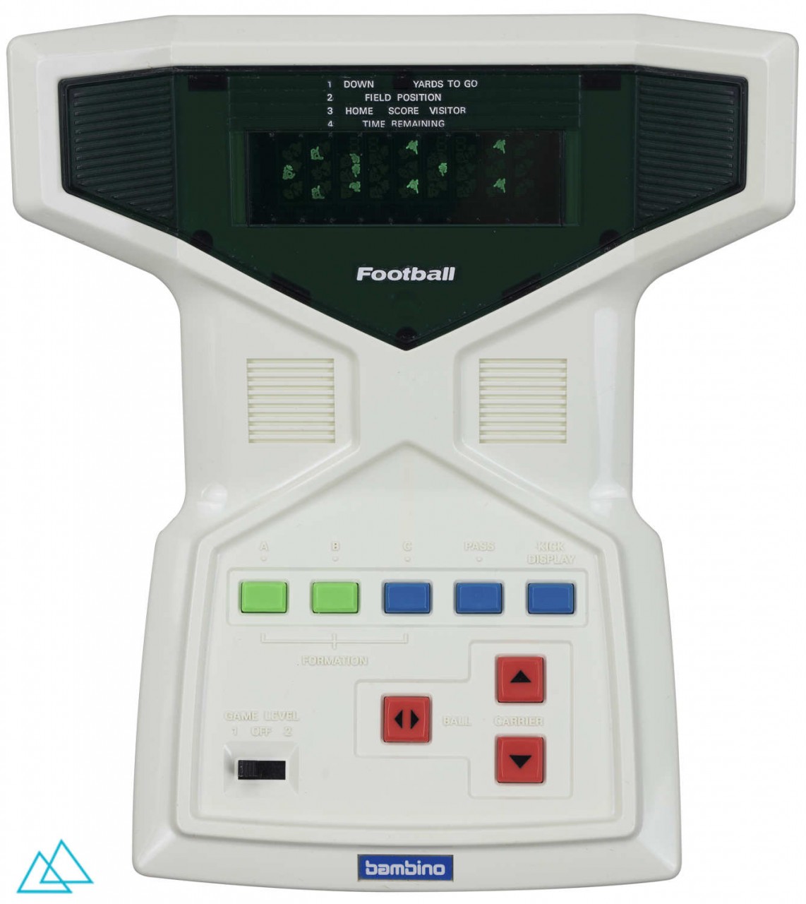 Top view dedicated electronic game handheld console Bambino Superstar Football