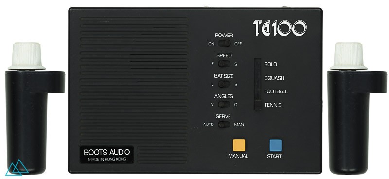 Top view dedicated video game console  Boots Audio TG100 with controllers